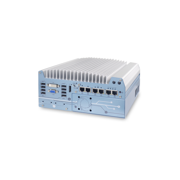 Nuvo-7000DE: front panel with interfaces