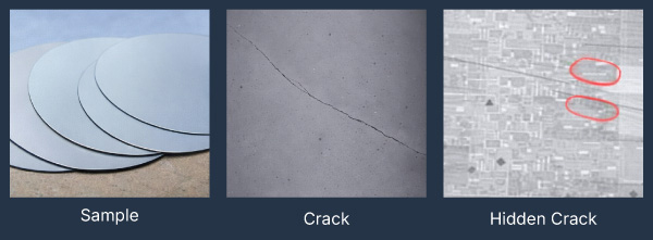 Silicon part is partially transparent to SWIR, allowing hidden cracks and wafer defects to be detected