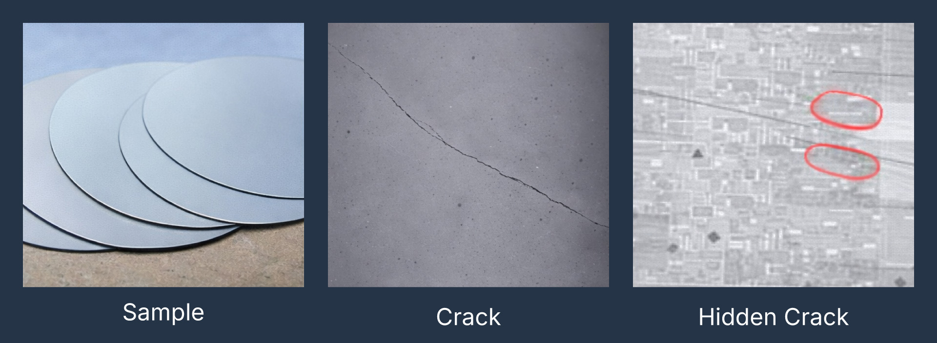 Silicon part is partially transparent to SWIR, allowing hidden cracks and wafer defects to be detected